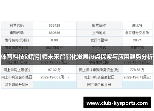 体育科技创新引领未来智能化发展热点探索与应用趋势分析